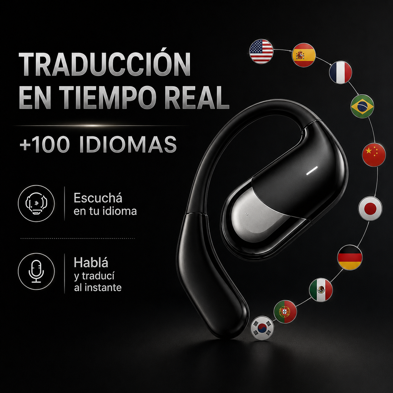 Auriculares Traductores Viagle Tiempo Real Bluetooth +100 idiomas